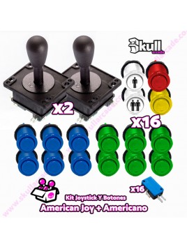 Kit joystick americano y Botón Americano Cóncavo para maquinas recreativas arcade y bartop HDMI hyperspin