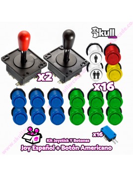 Kit completo recreativa maquina arcade Botón Cóncavo + Joystick Español