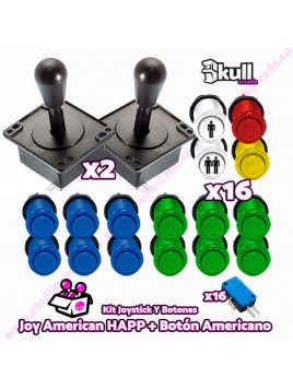 Kit joystick americano y Botón Americano Cóncavo para maquinas recreativas arcade y bartop HDMI