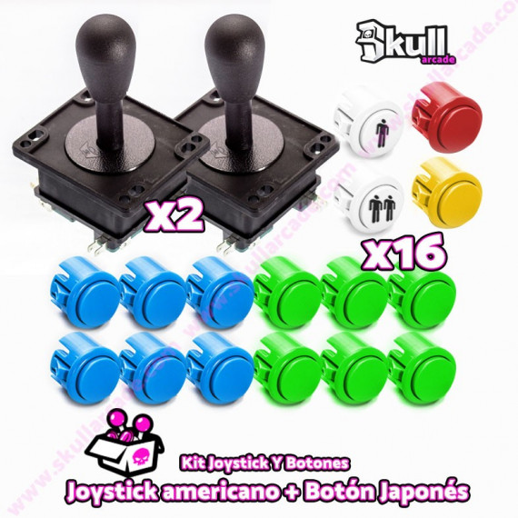 Kit joystick americano y Botón japonés sanwa para maquinas recreativas arcade y bartop HDMI hyperspin