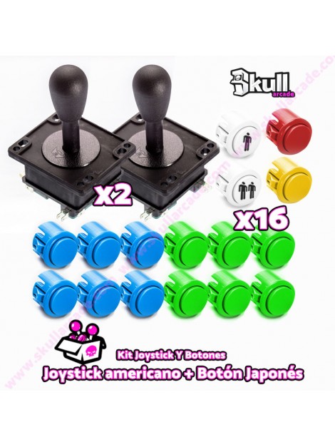 Kit joystick americano y Botón japonés sanwa para maquinas recreativas arcade y bartop HDMI hyperspin