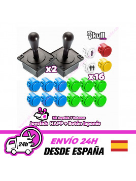 Kit joystick americano y Botón japonés sanwa para maquinas recreativas arcade y bartop HDMI hyperspin