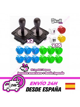 Kit joystick americano y Botón japonés sanwa para maquinas recreativas arcade y bartop HDMI hyperspin