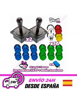Kit joystick americano y Botón Americano Cóncavo para maquinas recreativas arcade y bartop HDMI