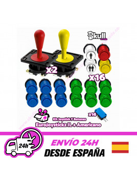 Kit Arcade Industrias Lorenzo Botón y joystick completo para bartop recreativa y maquinitas HDMI con raspberry pi 3